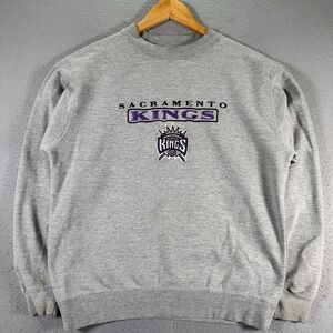 Sacramento Kings Crewneck Sweatshirt Adult Medium Gray NBA Pro Edge Fleece Y2K
